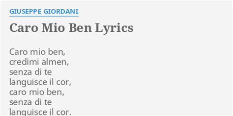 caro mio ben lyrics english translation|languisce il cor meaning.